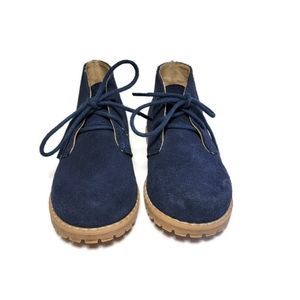 Janie And Jack Navy Suede Laced Boots Shoes Size 6 Toddler EUC